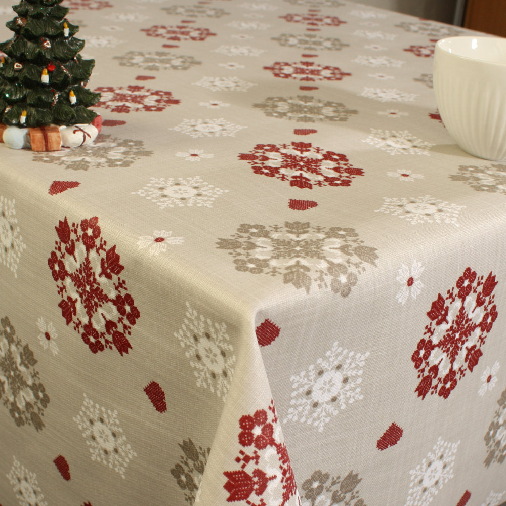 Abwaschbare Weihnachtstischdecke - Giboulee Naturel - 155 cm breit