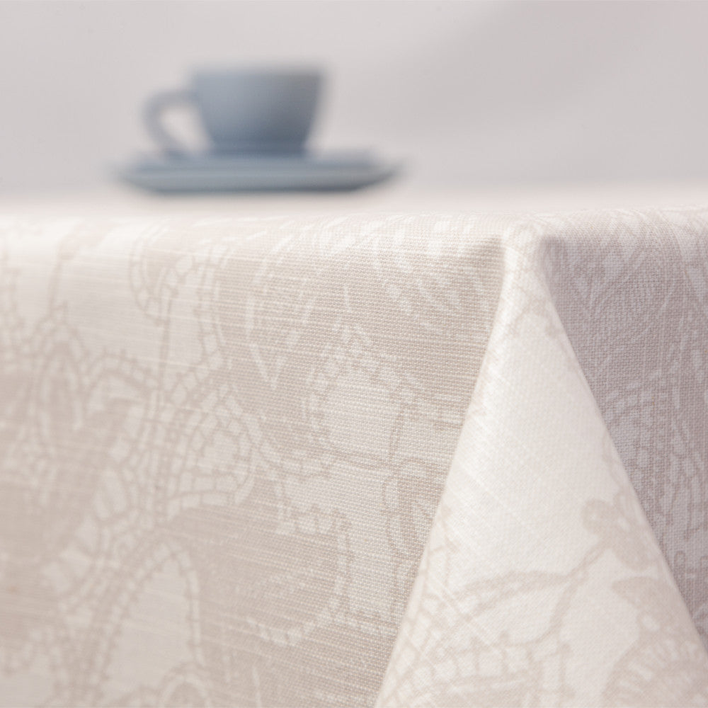 Milo Natur – Abwaschbare Tischdecke aus 100% Baumwolle mit Blumenmuster