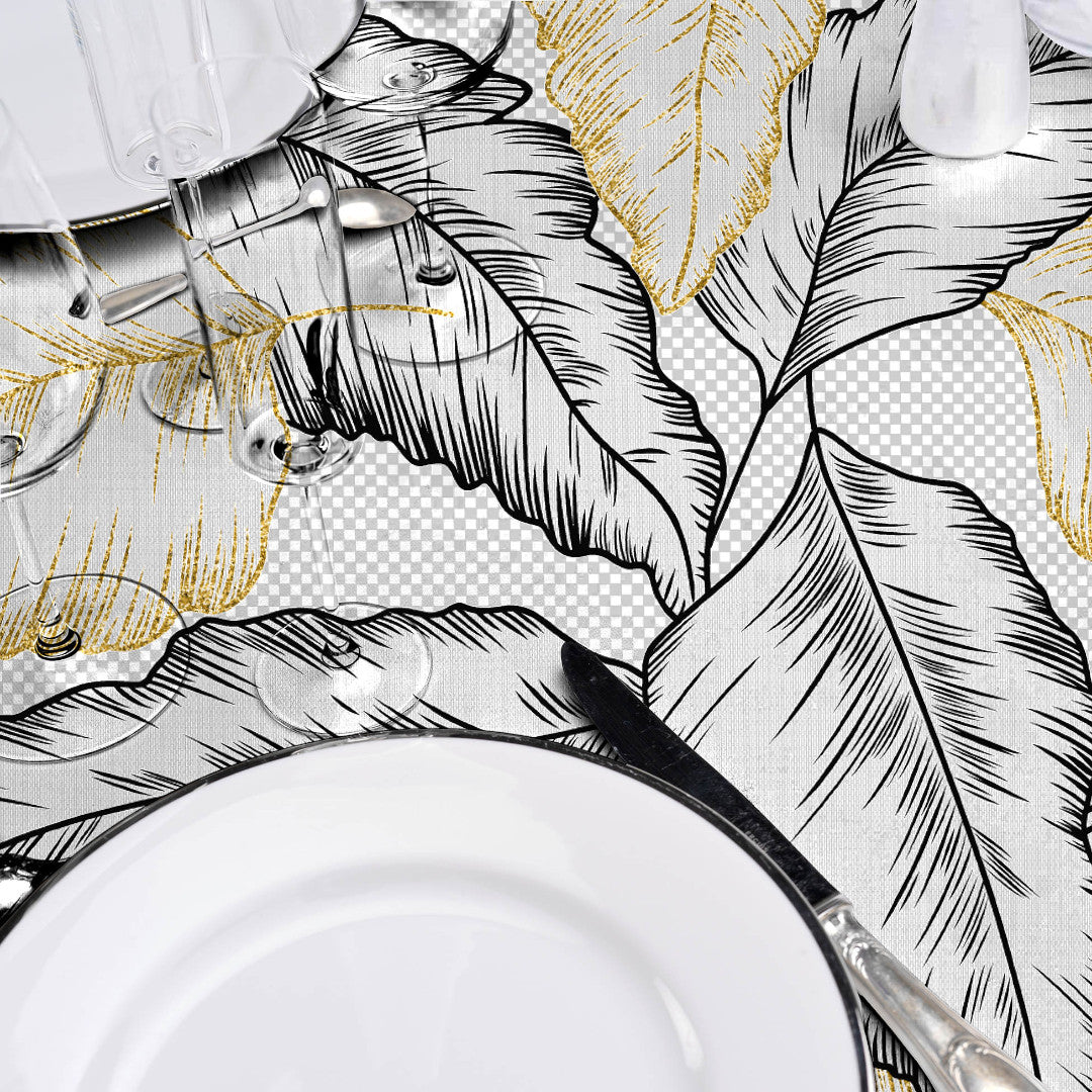 Arbena – Starke Tischfolie transparent mit Metallic-Print, Details