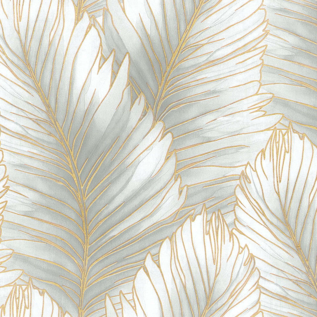 Betty Golden Palm – elegante Wachstuch Tischdecke mit goldenen Palmblättern