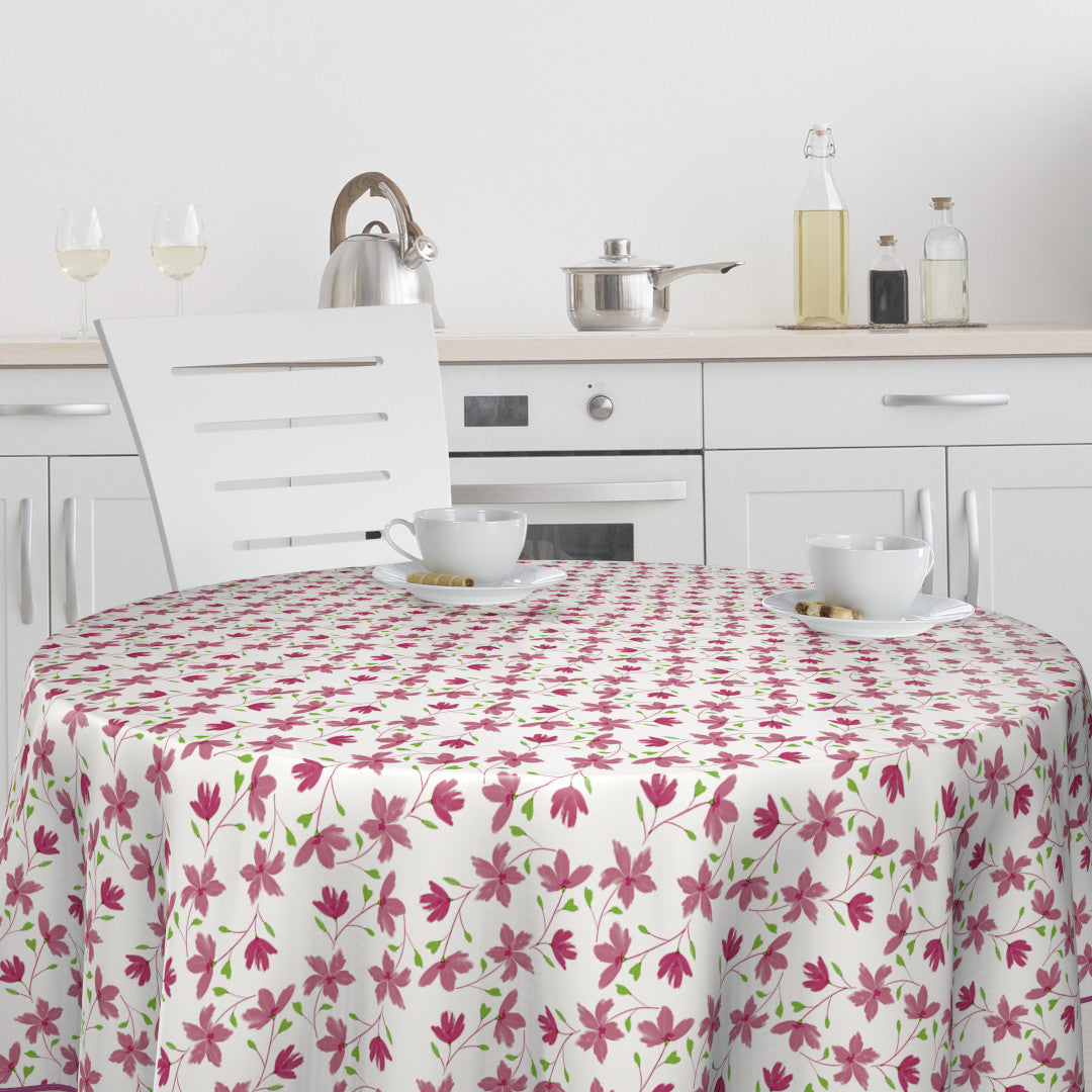 Bloom Bloom Cupcake - 160 cm breite runde Wachstuch-Tischdecke mit Blumen