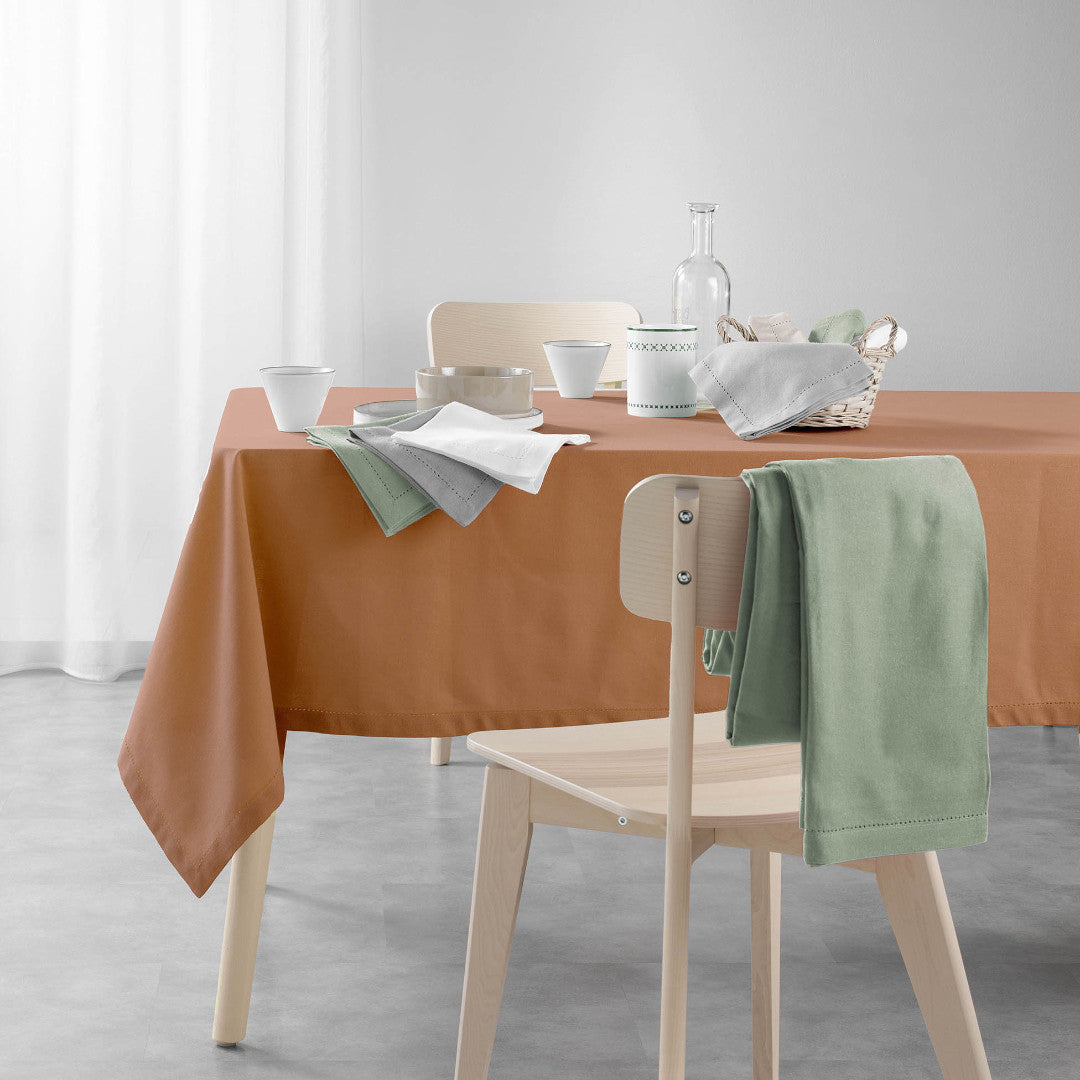 Charline Mocha – Einfarbige Baumwolltischdecke 140 x 240 cm, Ambiente-Auswahl