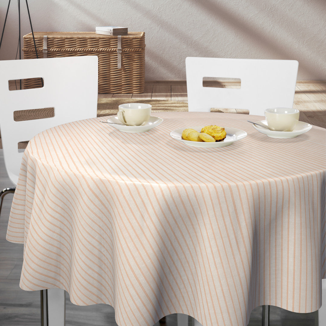 Claustra Apricot - Wachstuch Tischdecke mit Längsstreifen, rund