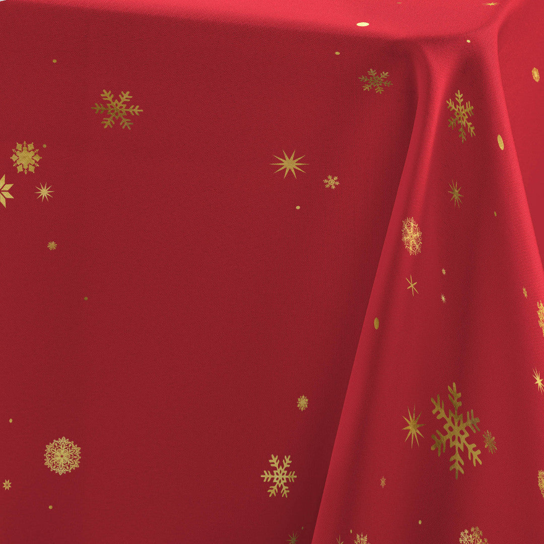 Constellation Rot/Gold - Weihnachtstischdecke mit Metalldruck, 150 x 240 cm, Ecke