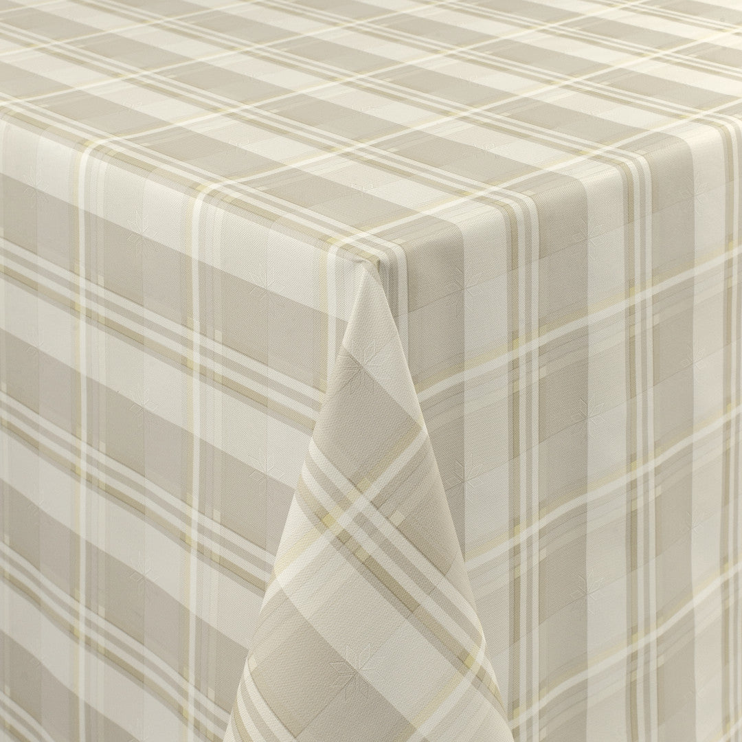 Country Check Sand – Karierte Wachstuch Tischdecke in Textiloptik, Ecke