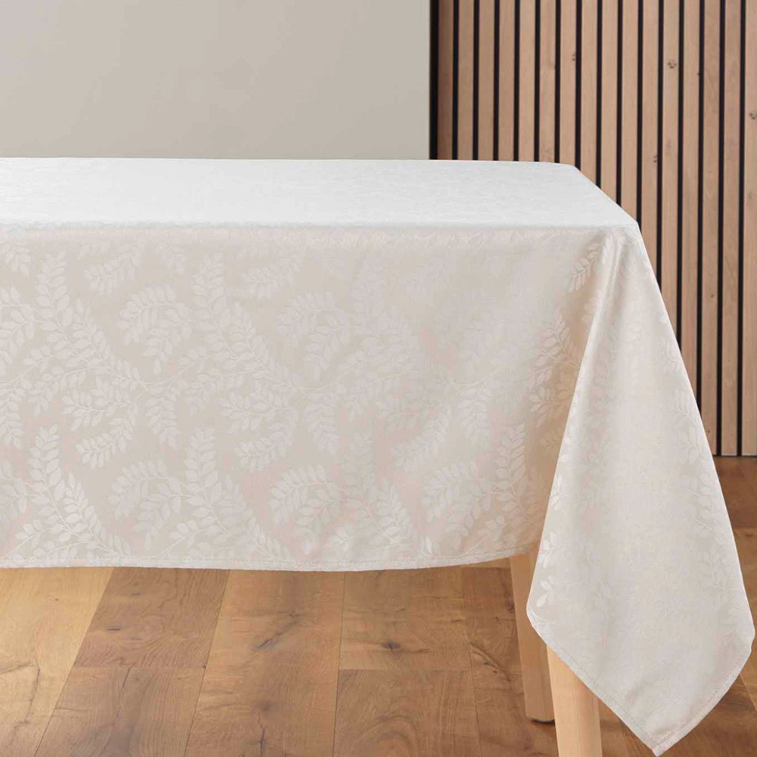 Doriane Natur – Damasttischdecke mit gewebtem Blattmuster – 140 x 240 cm, Tisch