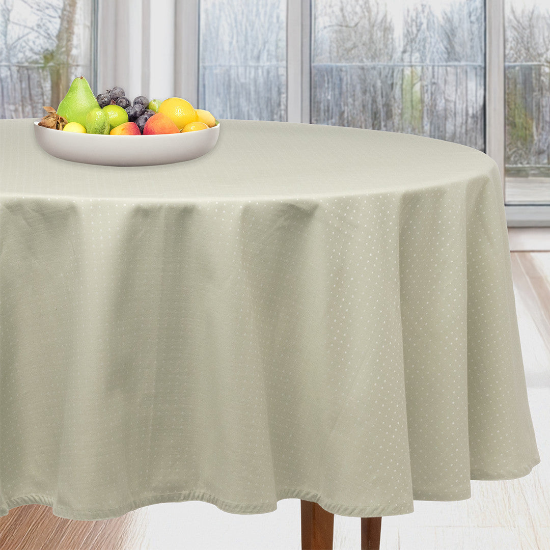 Dotea Sage - Runde Damasttischdecke mit Punkten, Ø 160 cm, Ambiente