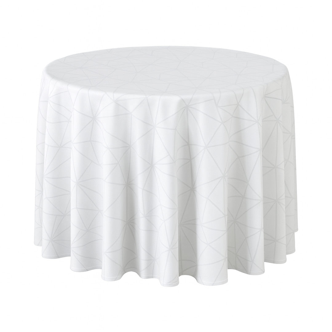Engholm Tilde Weiß - Damast Tischdecke Ø 250 cm