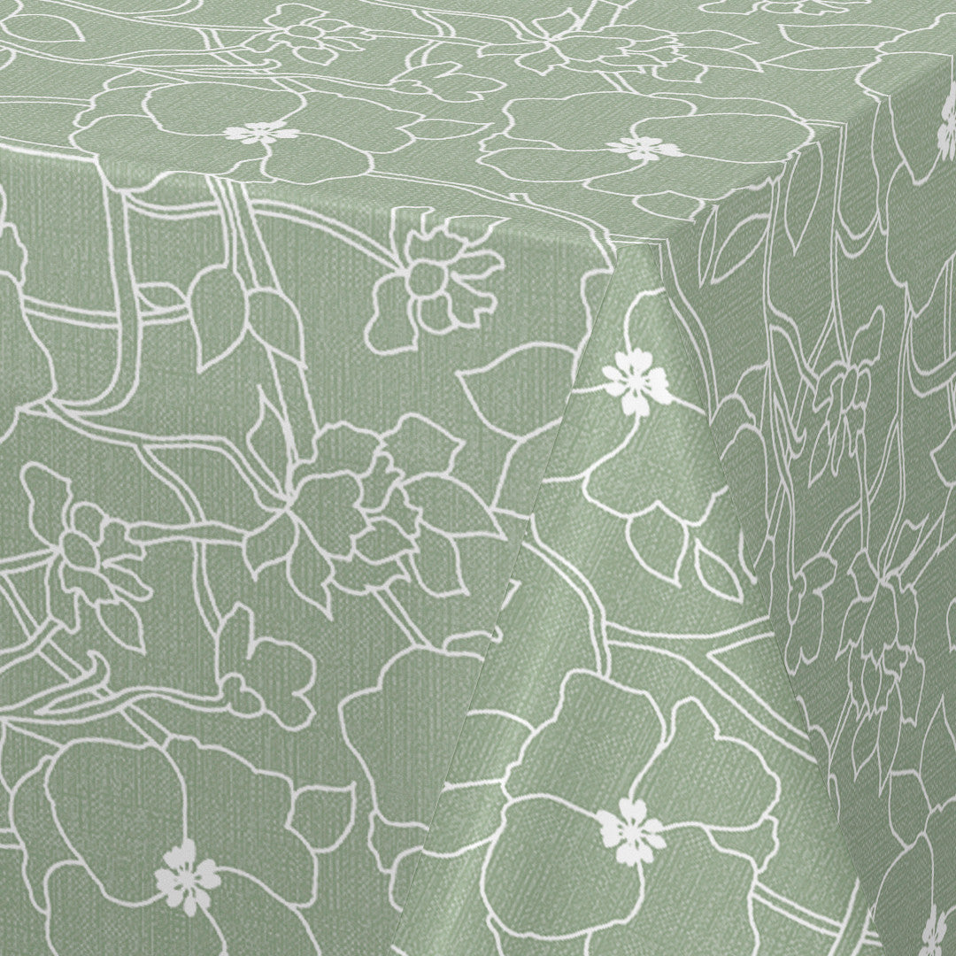 Flower Jam Sage – Captain Cook Wachstuch Tischdecke mit dezentem Blumendruck, Ecke