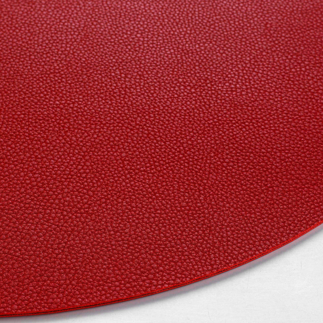Granis Rot - Rundes Tischset aus Kunstleder Ø 38 cm, wendbar, Nahaufnahme