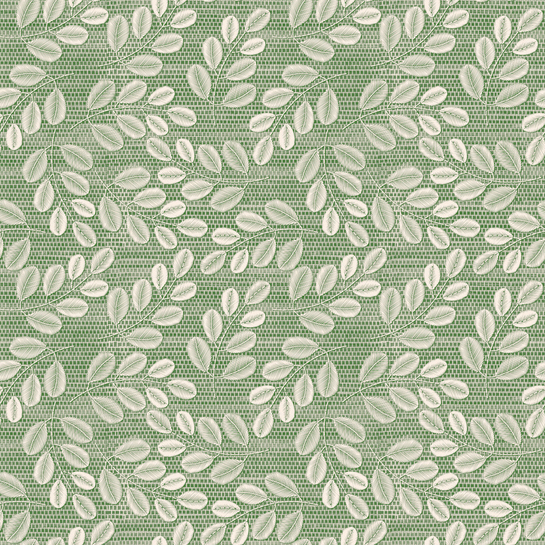 Hessian Leaf Grün – leicht geprägte Wachstuch Tischdecke mit Blattmuster, Muster
