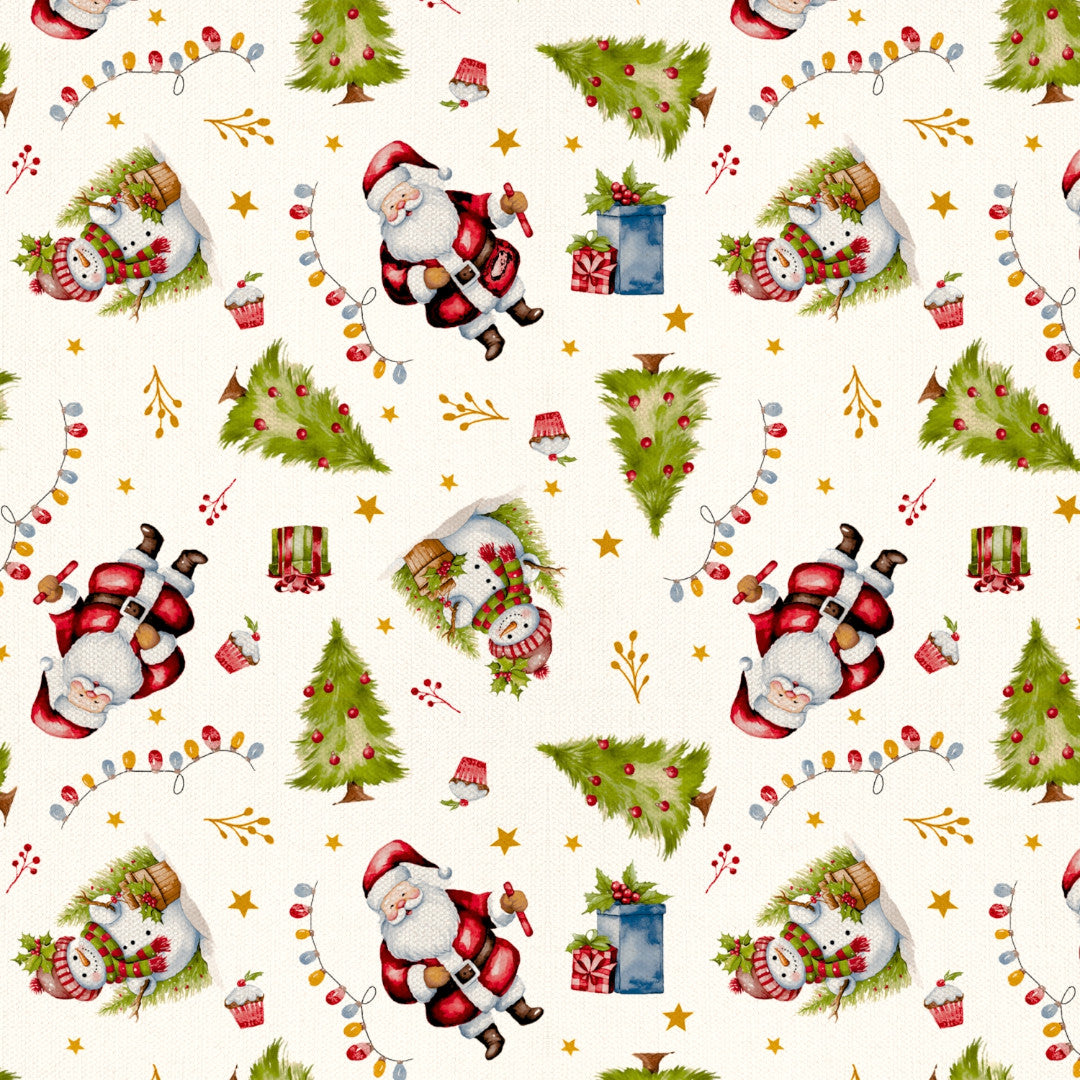 Weihnachtsmann & Schneemann – abwaschbare Weihnachtstischdecke mit klassischer Weihnachtsstimmung, Muster