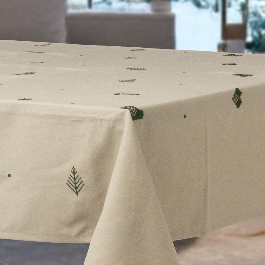 Julia Grün - Bestickte Weihnachtstischdecke, 100% Baumwolle - 140 x 270 cm, Ecke
