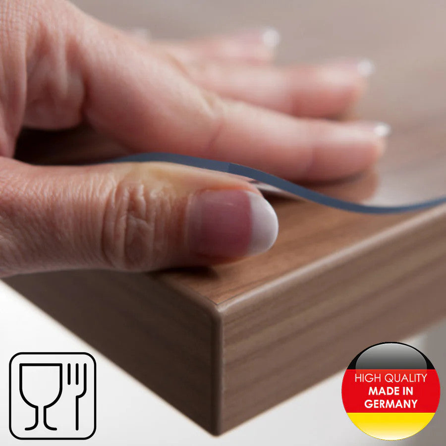 Starke Tischfolie transparent - 2 mm / 120 cm breit, Zertifikate