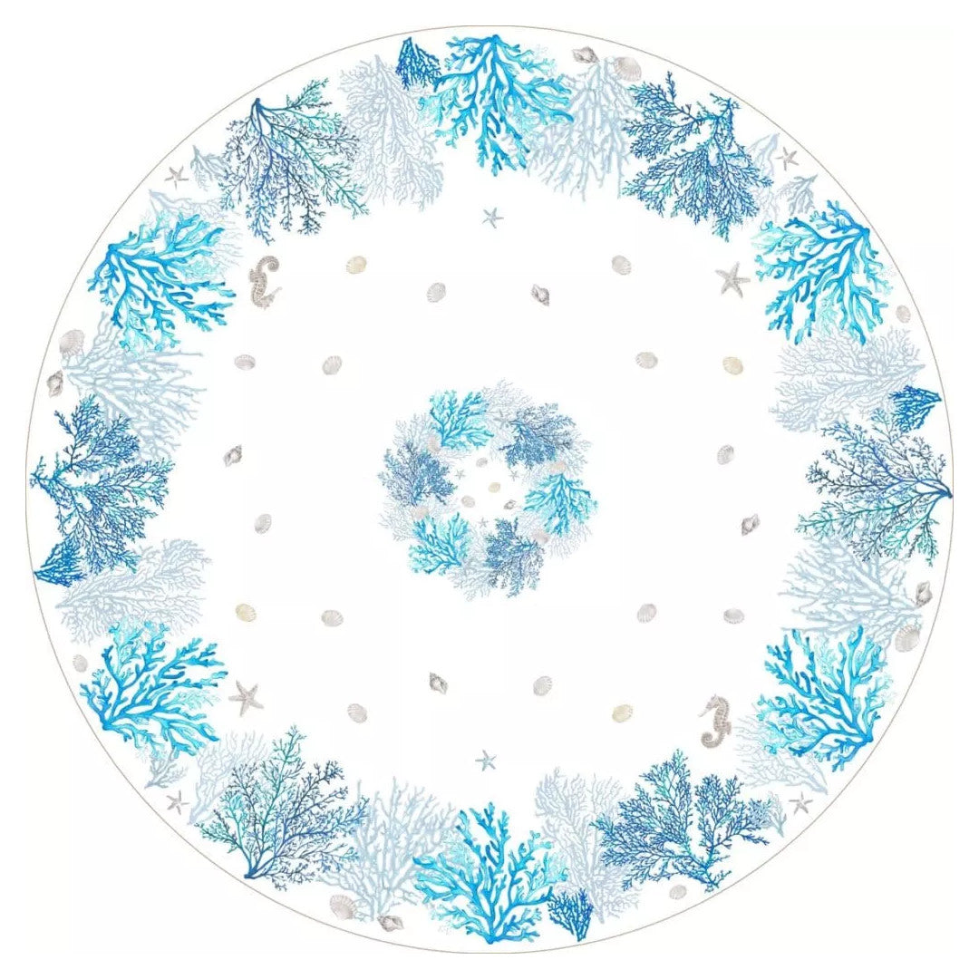 Lagon Blau – Runde Provence-Tischdecke Ø 180, Muster