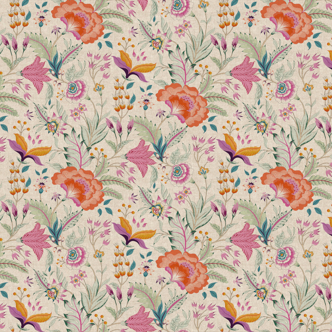 Lino Fiora – Abwaschbare Tischdecke in Leinenoptik mit Blumen, 160 cm breit, Muster