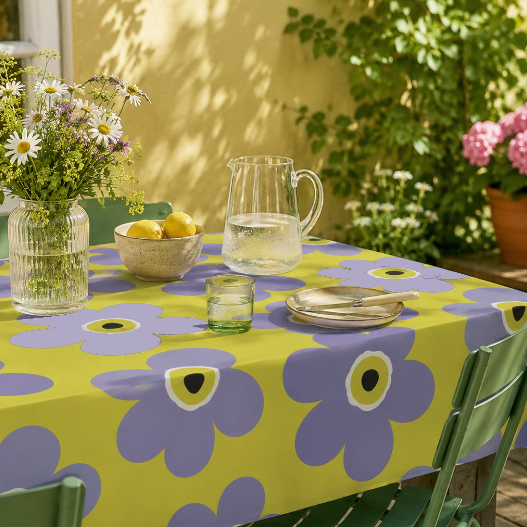 Lola Big Flower Lilac – extrabreite Wachstuch Tischdecke 160 cm, Ecke