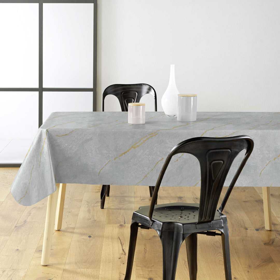 Lustral Metallic - Elegante Wachstuch Tischdecke mit Marmorstruktur und Goldadern, Ambienteaufnahme