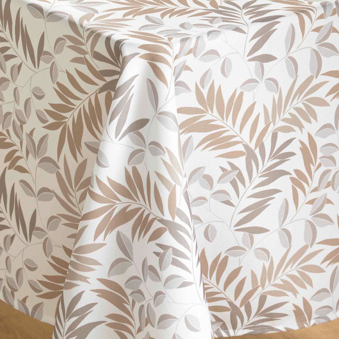 Nedelia Natural - 145 x 240 cm, rechteckige Tischdecke mit Blattmuster, Ecke