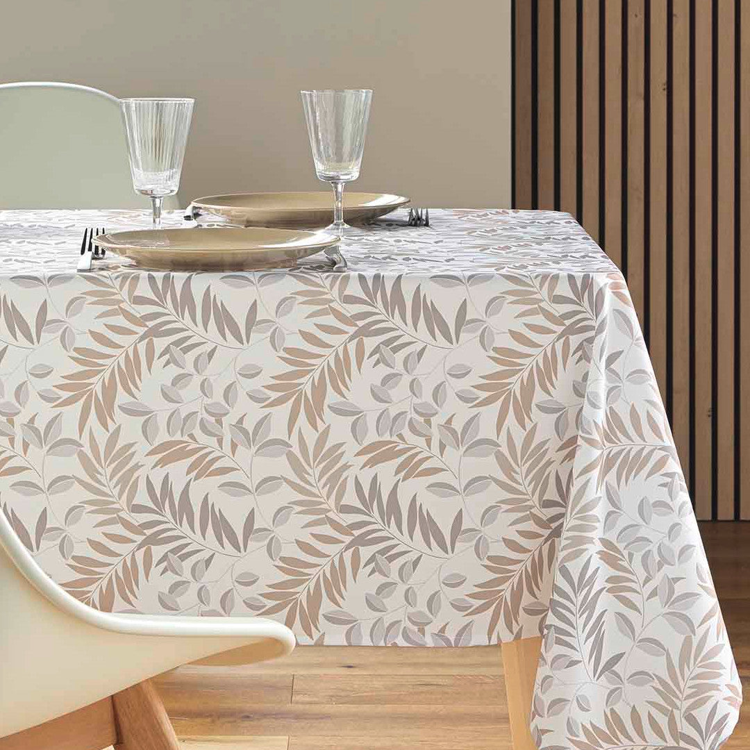 Nedelia Natural - 145 x 240 cm, rechteckige Tischdecke mit Blattmuster