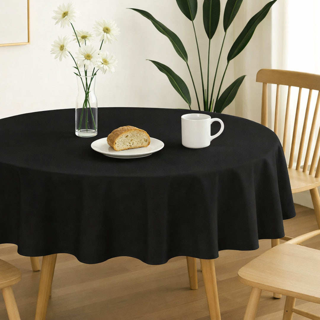 Nelson Polyester-Tischdecke einfarbig Ø 180 Schwarz