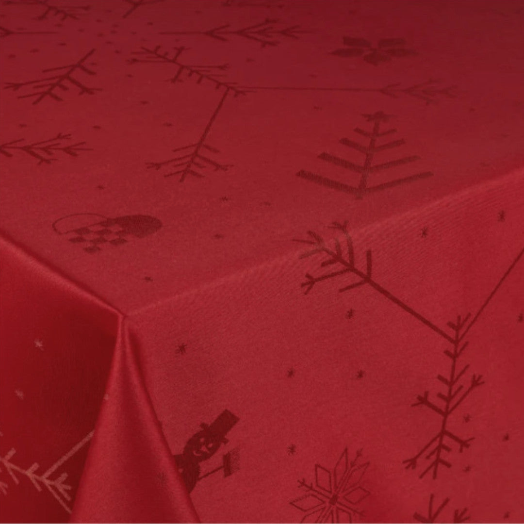 Engholm Noel damastgewebte Weihnachtstischdecke, rot - 150 x 420 cm, Ecke