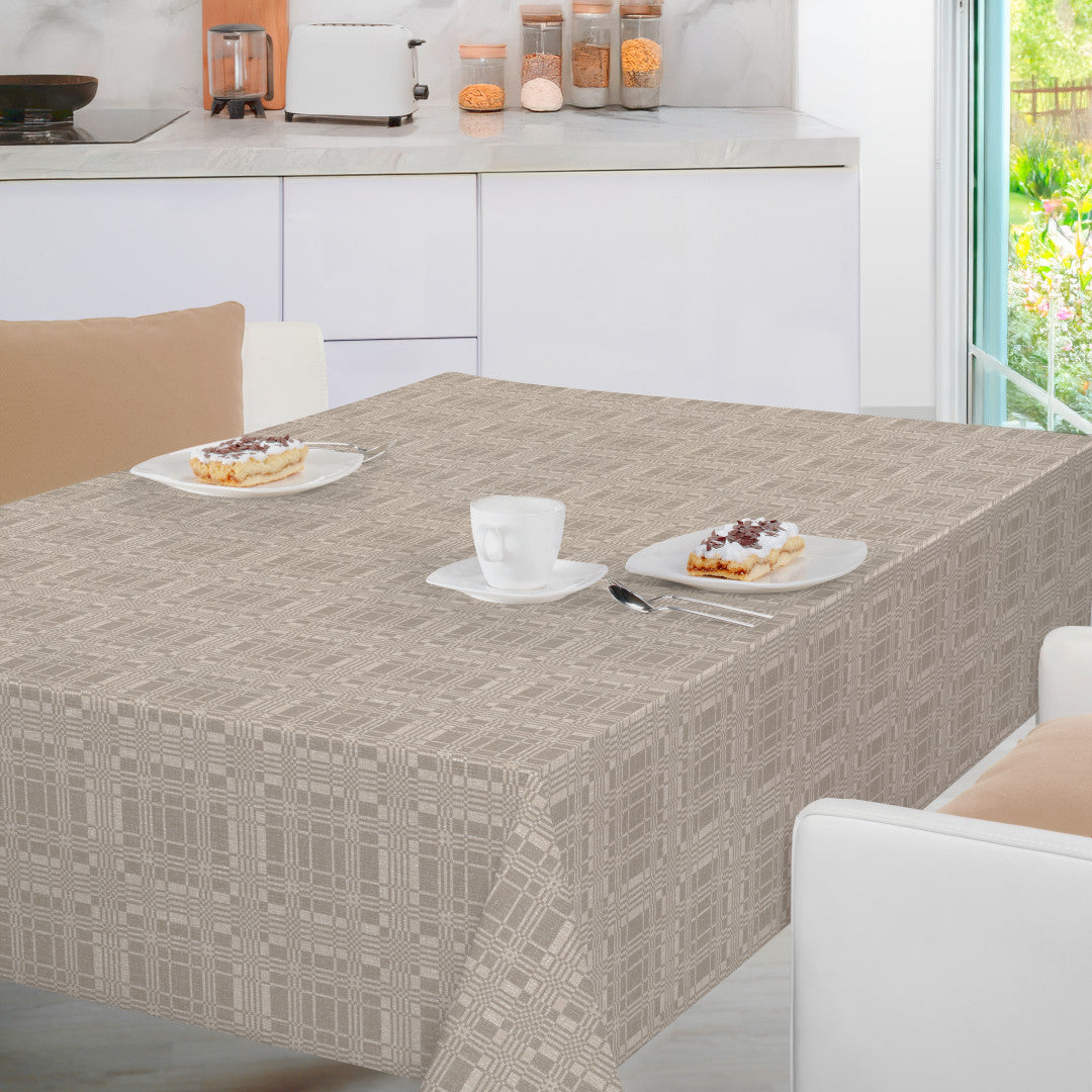 Nordfavn Adamascado Positivo Beige – Wachstuch Tischdecke mit Damastmuster, Ambiente