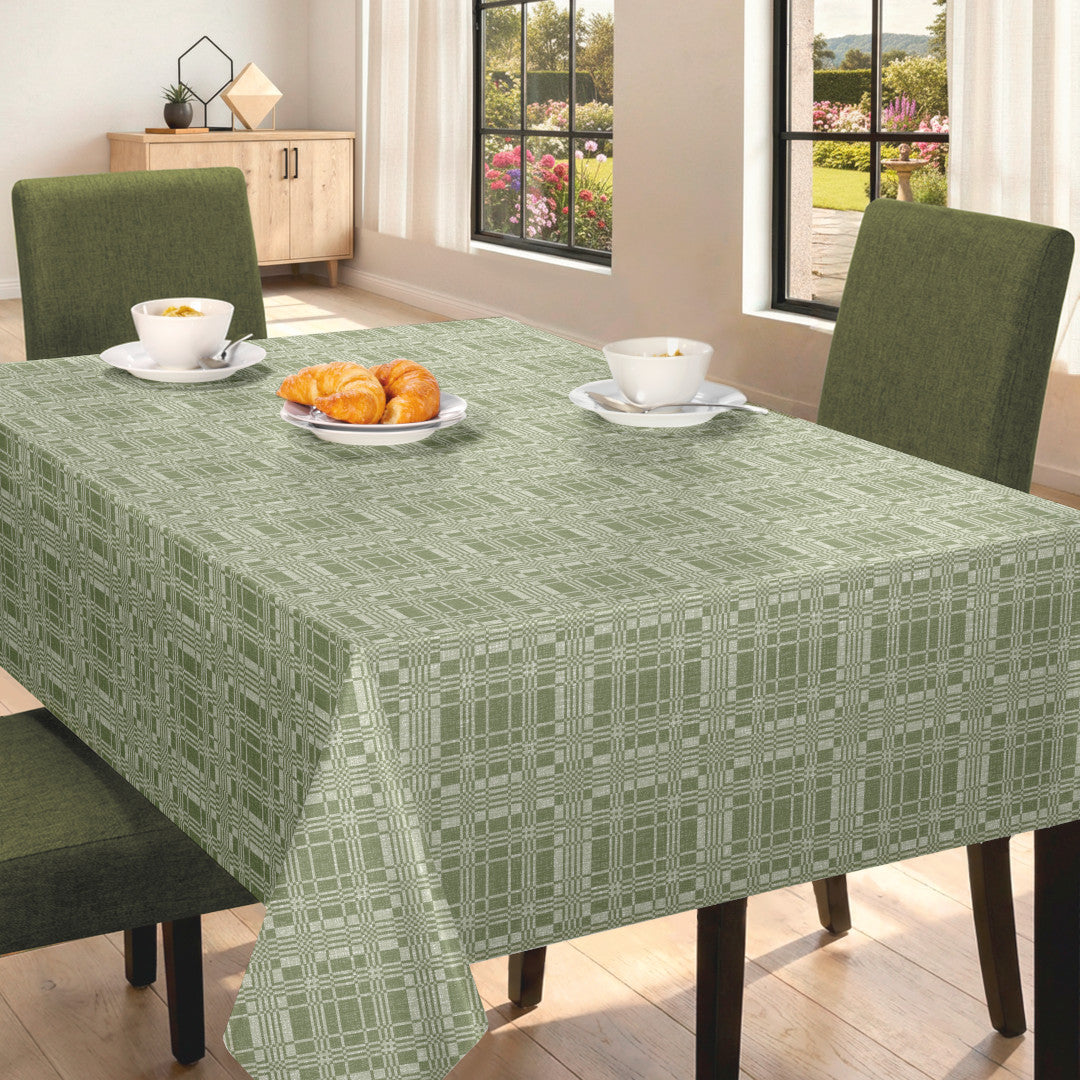 Nordfavn Adamascado Positivo Green – Wachstuch Tischdecke mit Damastmuster, Ambiente