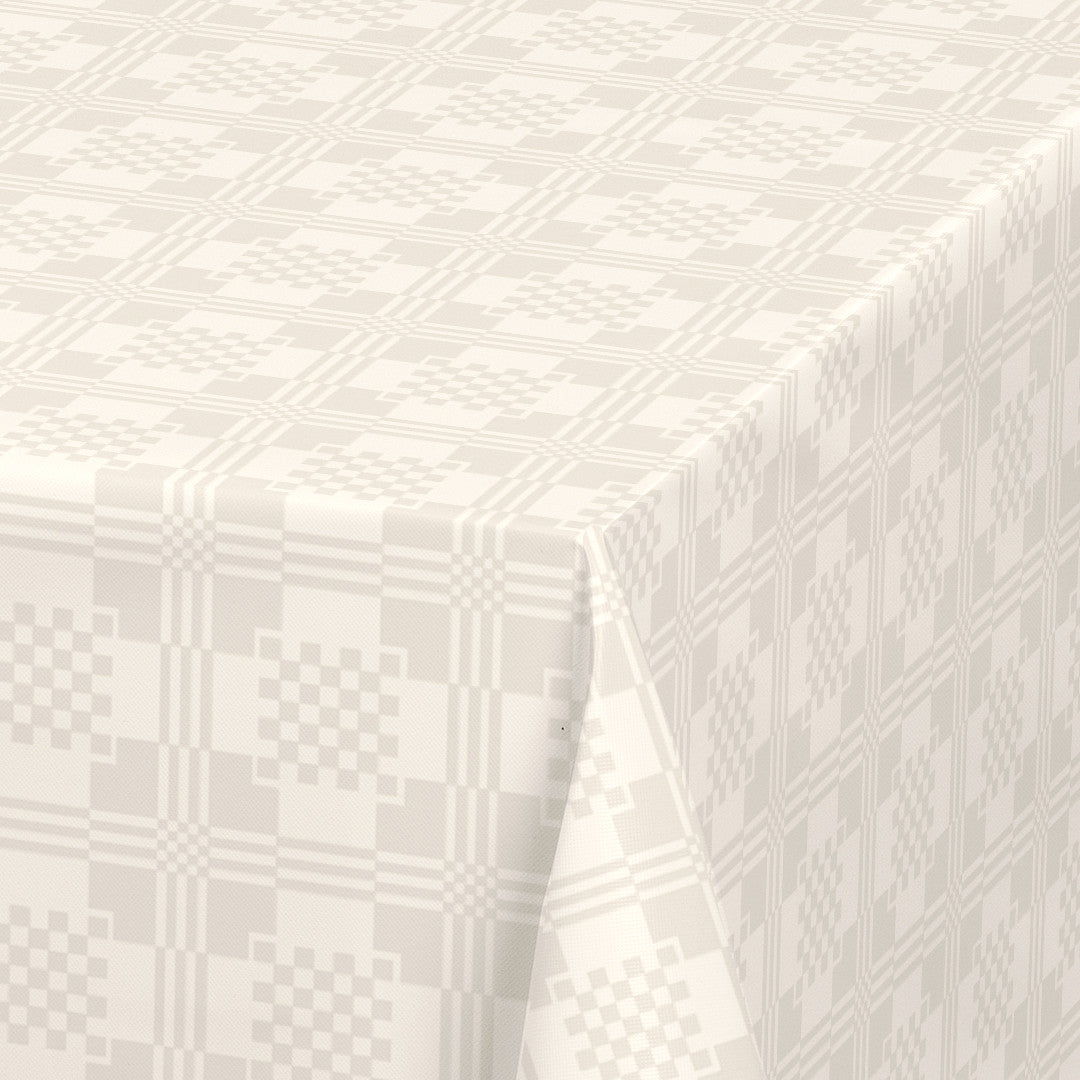 Nordfavn Adamascado Positivo Offwhite – Wachstuch Tischdecke mit klassischem Muster, Ecke