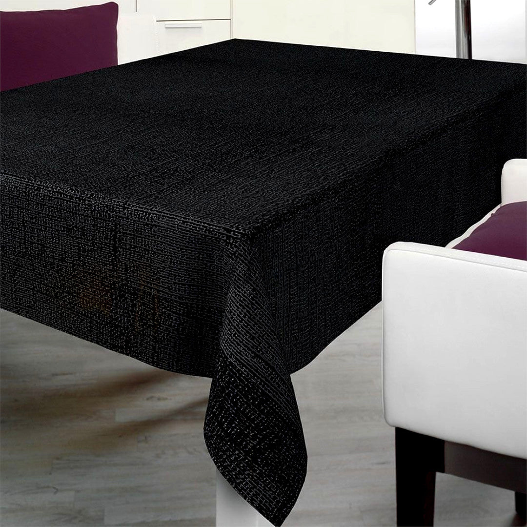Nordfavn Elegant Black Onyx – Extra starke schwarze Wachstuch Tischdecke mit schön geprägtem Effekt, Ambiente 1