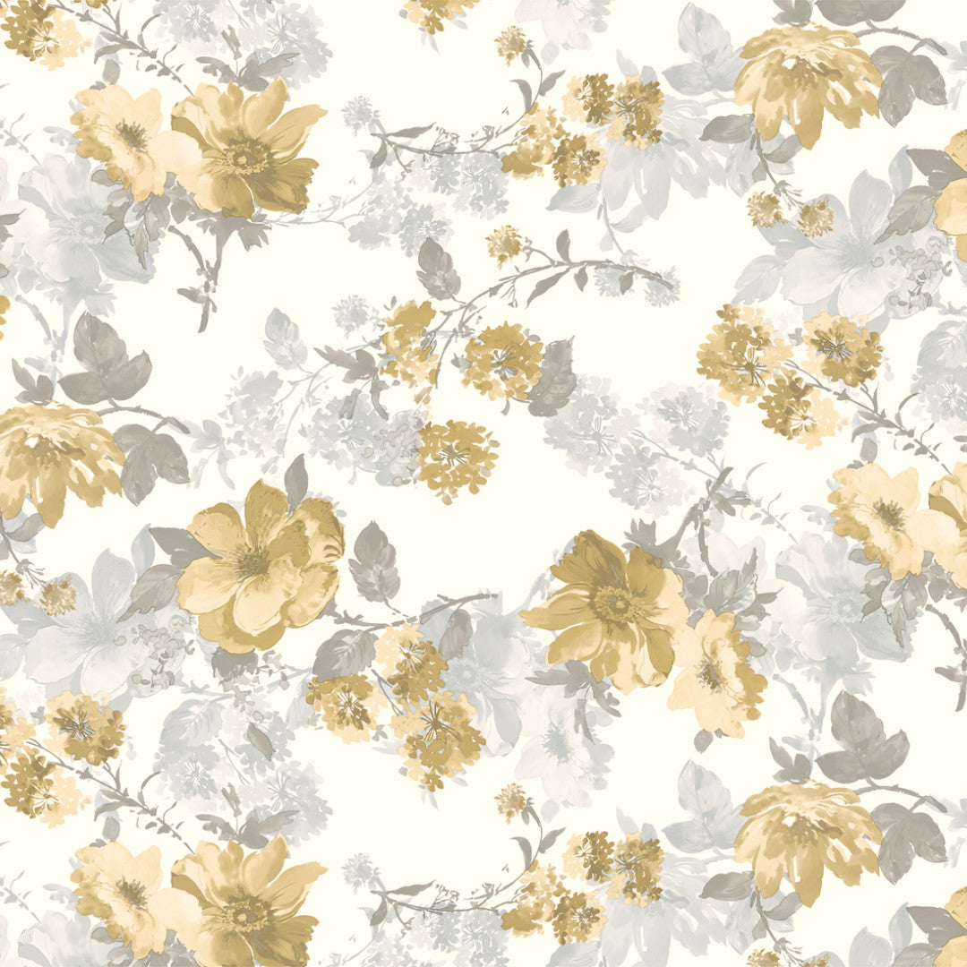 Nordfavn Elisabeth Gelb - Wachstuch Tischdecke mit romantischem Blumenprint, Muster
