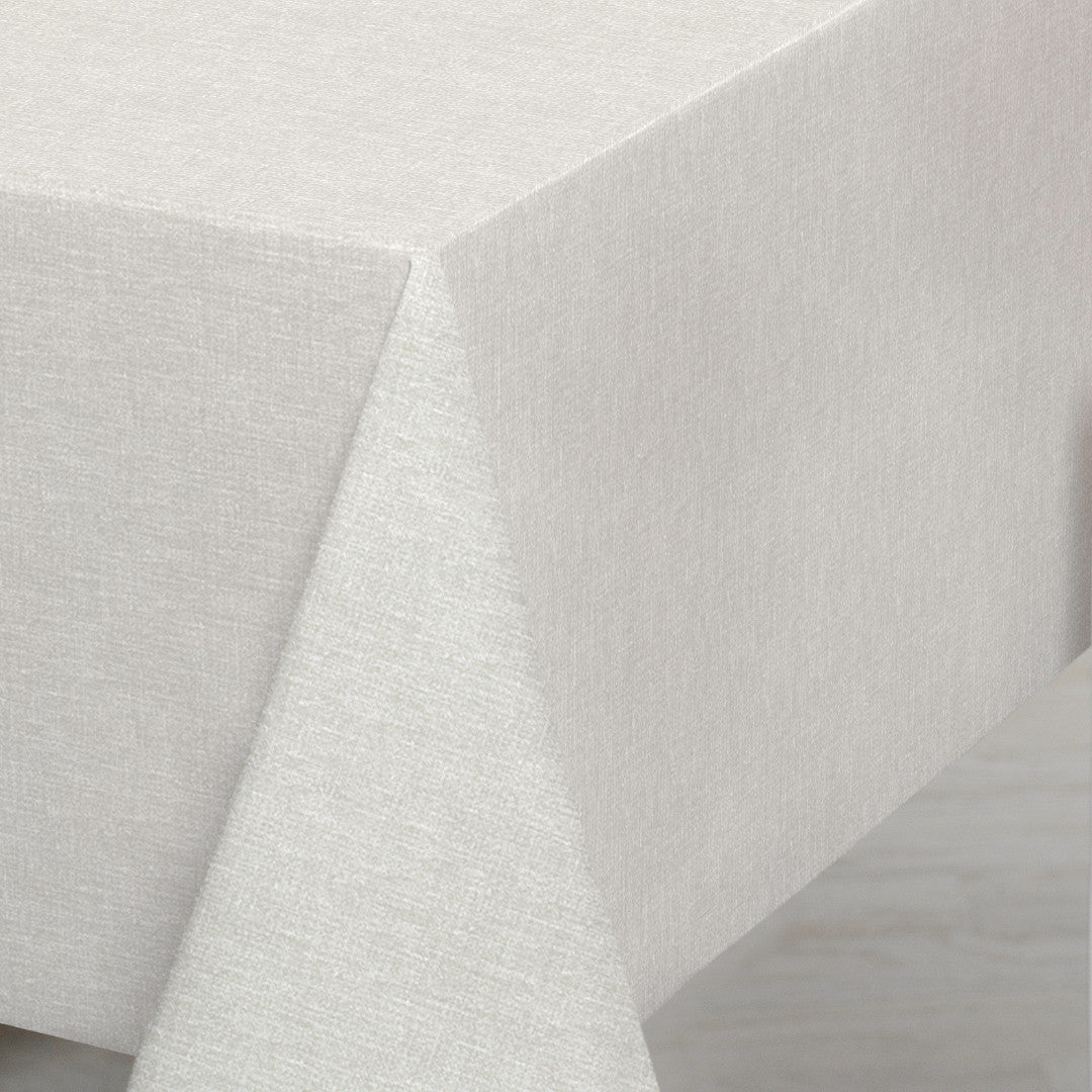Nordfavn Fine Texture Snow – Leicht geprägte Wachstuch Tischdecke mit feiner Leinenoptik, Ambiente