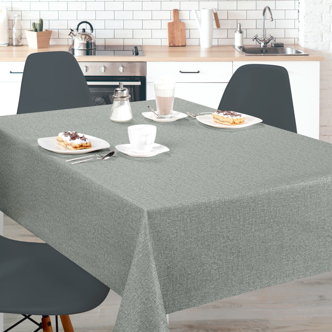 Nordfavn Fine Weave Moss – Geprägte Wachstuch Tischdecke mit dezenter Textiloptik, Ambiente