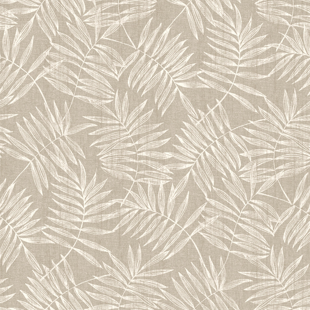 Nordfavn Hojas Beige – Wachstuch Tischdecke mit hellem Blattmuster in Leinenoptik