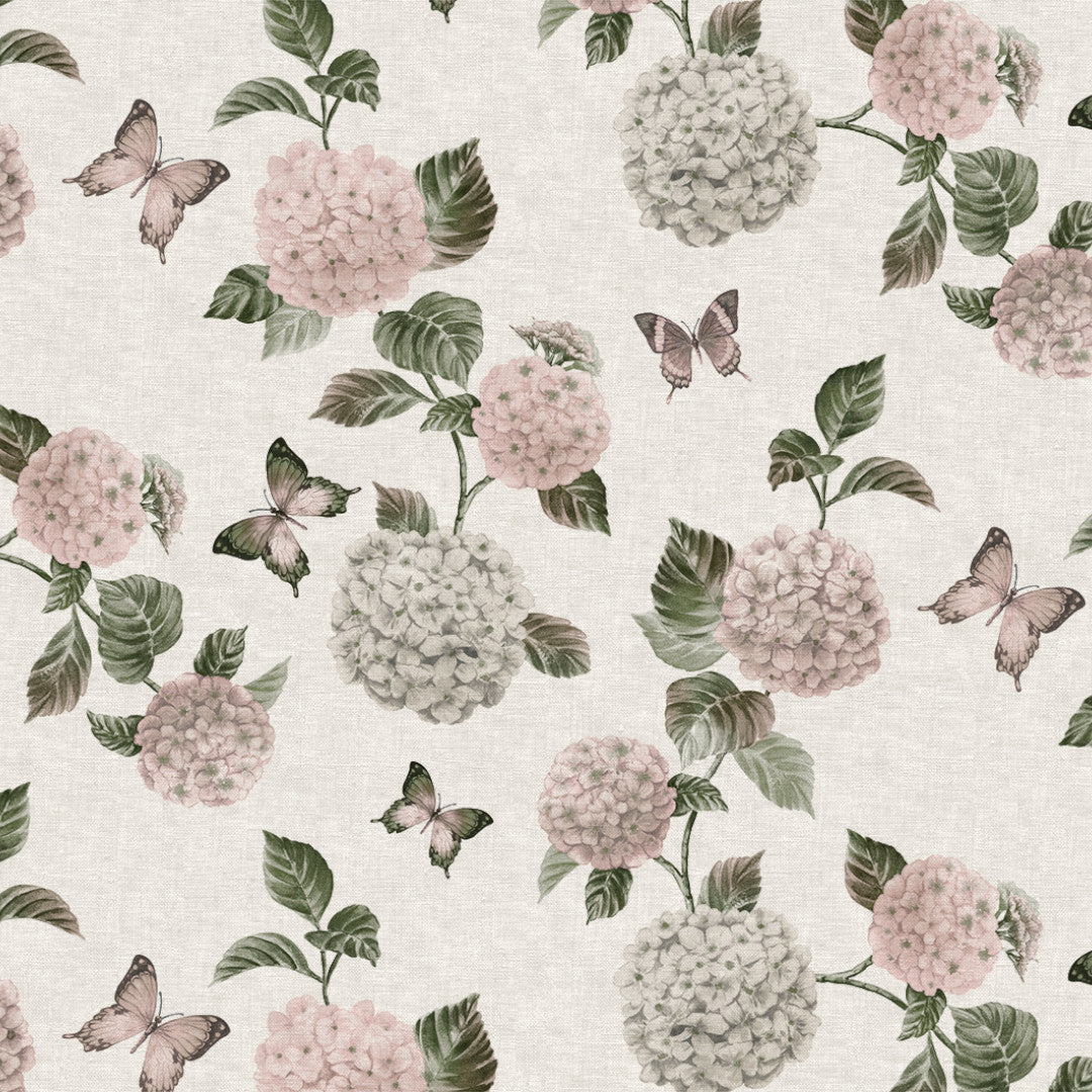 Nordfavn Hortensia Have - Wachstuch Tischdecke mit Schmetterlingen, Muster