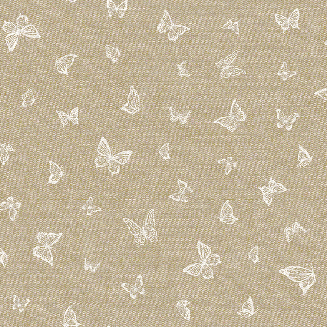Nordfavn Mariposas Beige - Wachstuch Tischdecke mit Schmetterlingen, Muster