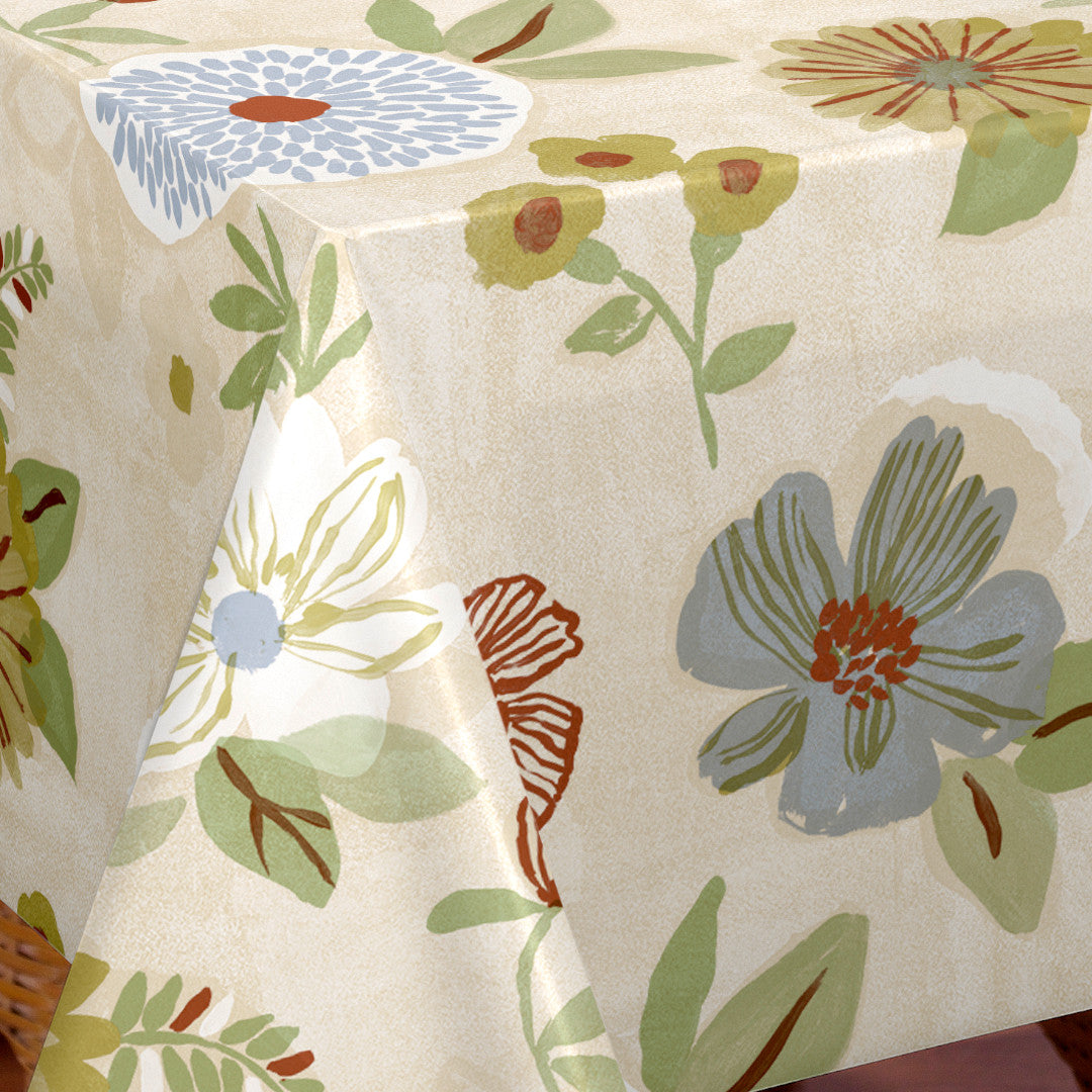 Nordfavn Meadow Bloom – Wachstuch Tischdecke mit stilisiertem Blumenmuster, Ecke