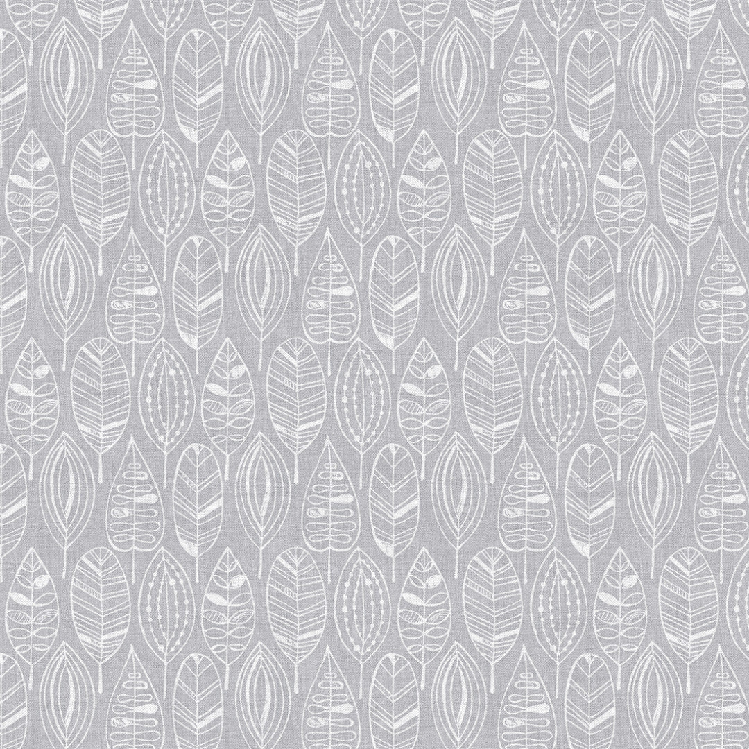 Nordfavn Nordic Leaf Grau – Wachstuch Tischdecke mit stilisiertem Blattmuster