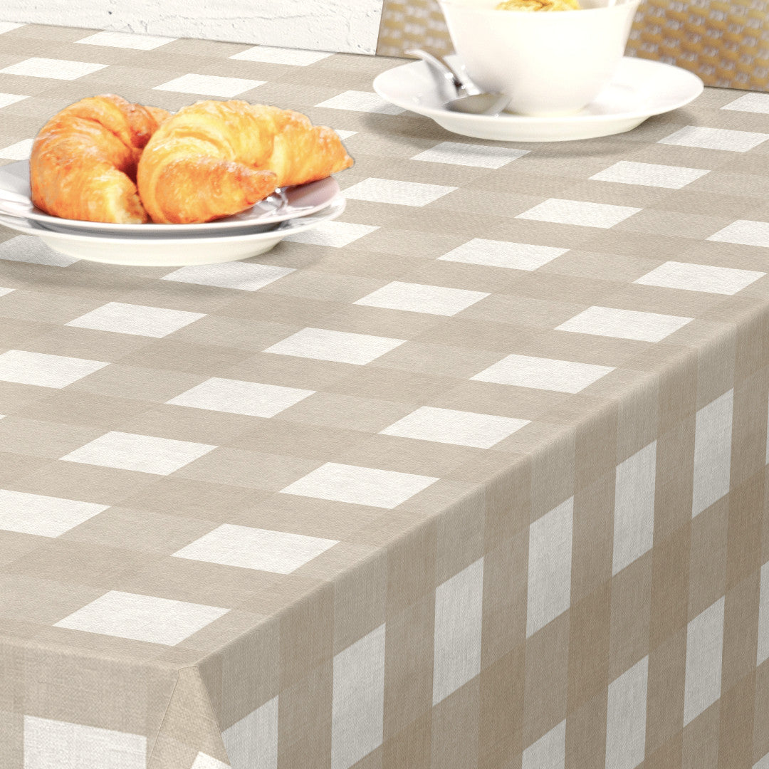 Nordfavn Royal Beige – Wachstuch Tischdecke in Beige mit Karomuster, Details