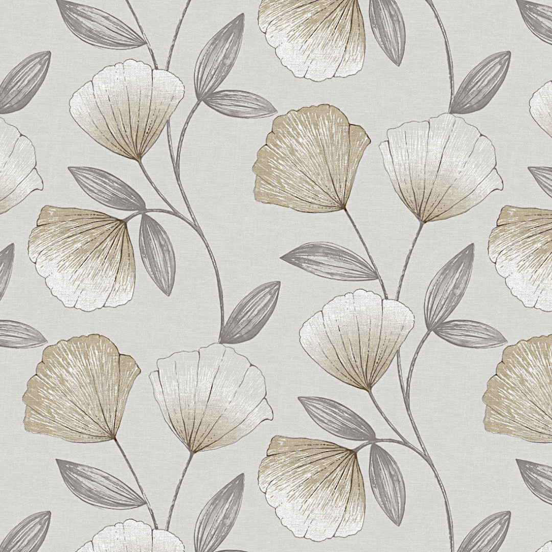 Nordfavn Shell Flower Beige – Wachstuch Tischdecke mit weichem botanischem Ausdruck, Muster