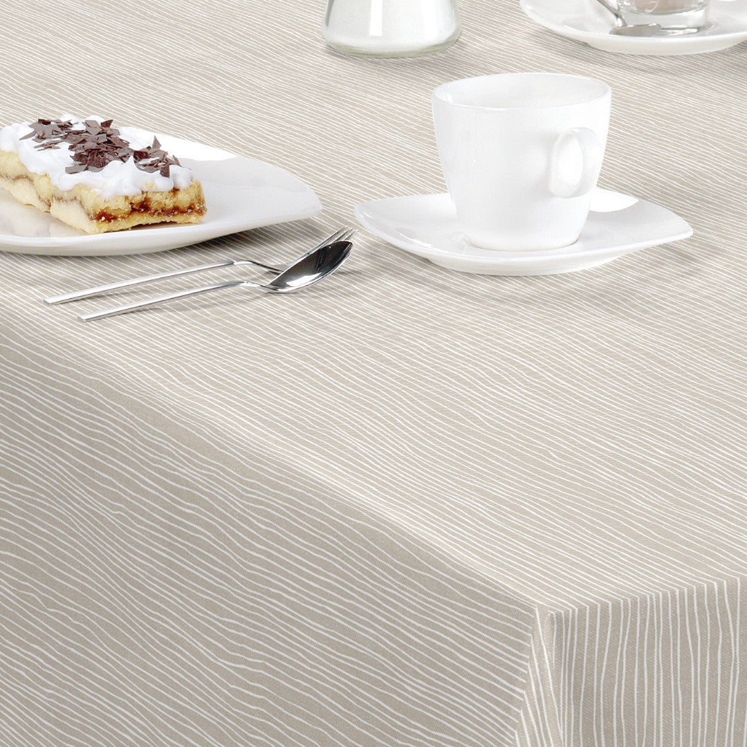 Nordfavn Strange Ways Beige – Wachstuch Tischdecke in Beige mit Streifen, Details