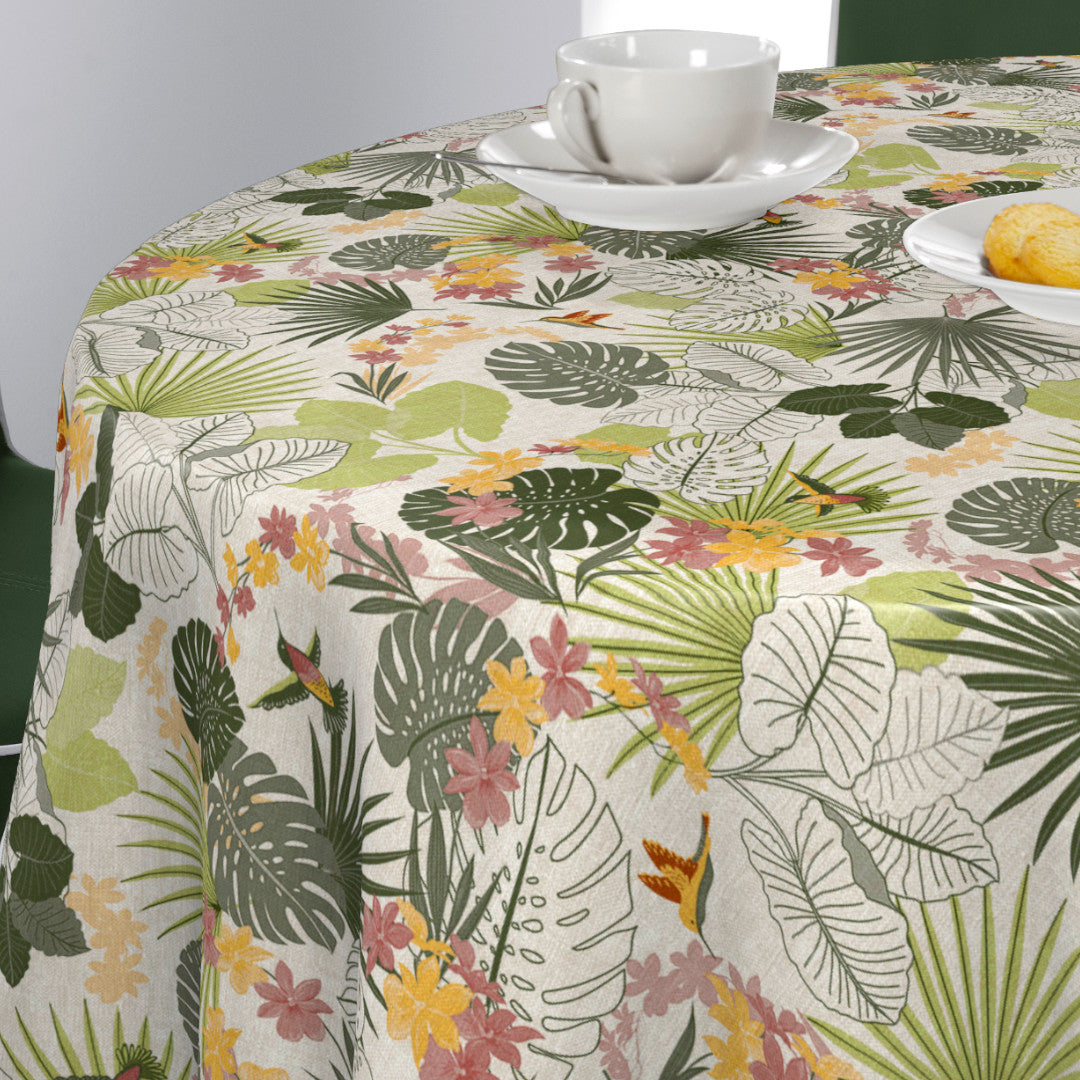 Nordfavn Tropical Kolibri – Wachstuch Tischdecke mit botanischem Muster