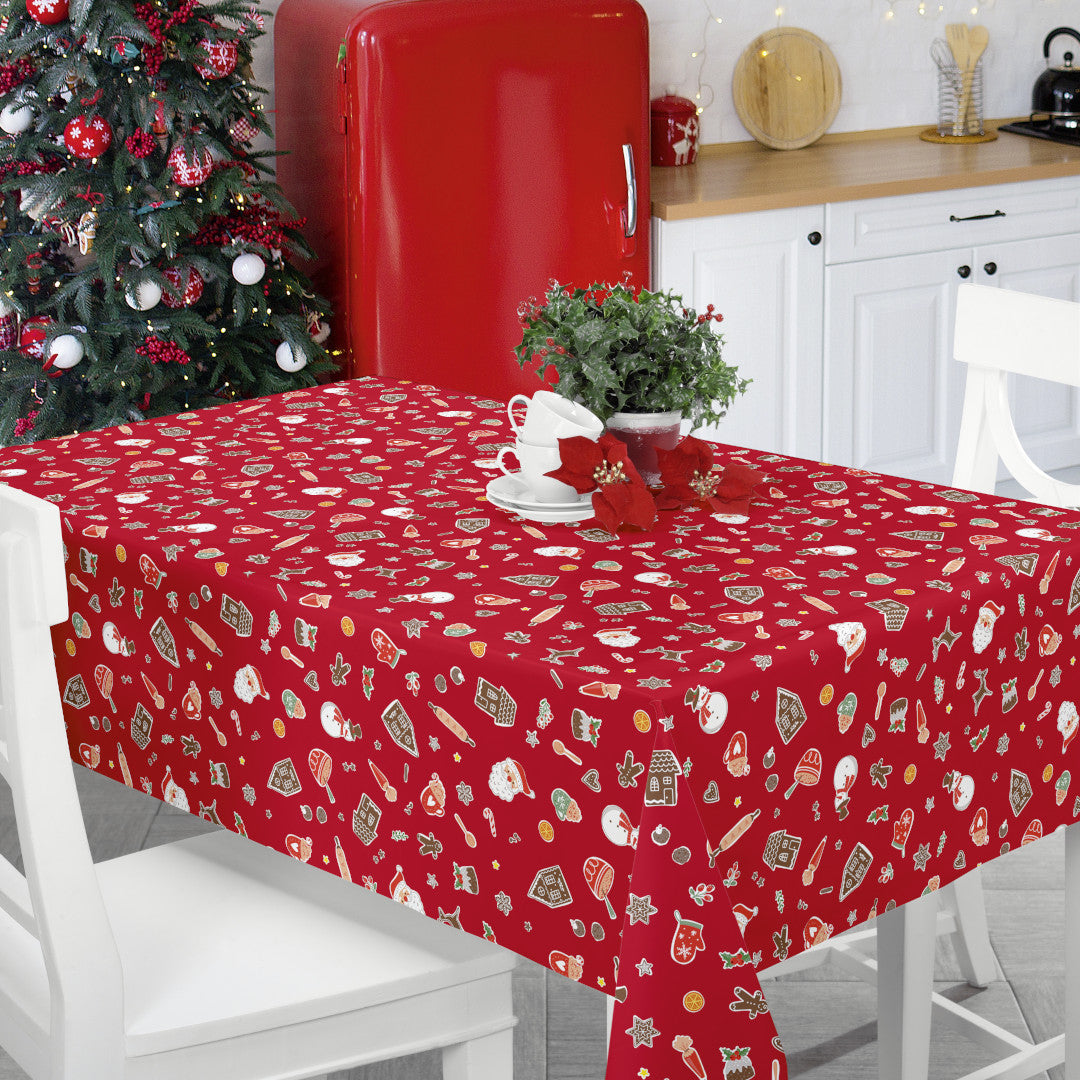 Nordfavn Xmas Cookies – Wachstuch Tischdecke für Weihnachten mit Plätzchen und Weihnachtsmotiven, Ambiente