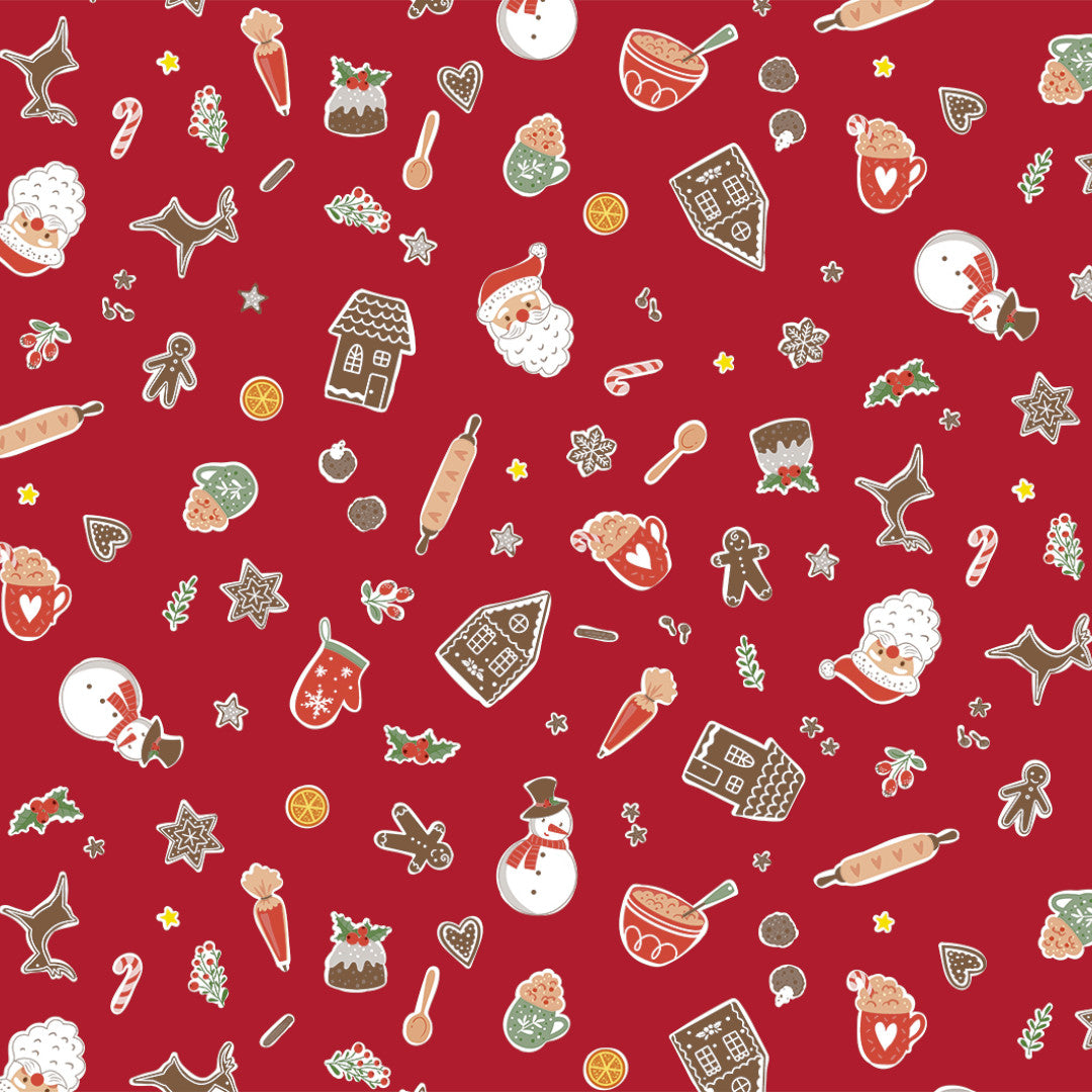 Nordfavn Xmas Cookies – Wachstuch Tischdecke für Weihnachten mit Plätzchen und Weihnachtsmotiven, Muster