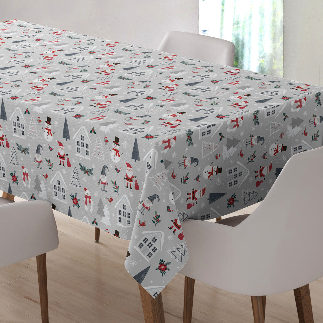 Nordic Winter – Wachstuch Tischdecke für Weihnachten mit Weihnachtsmotiven im skandinavischen Stil, Tisch