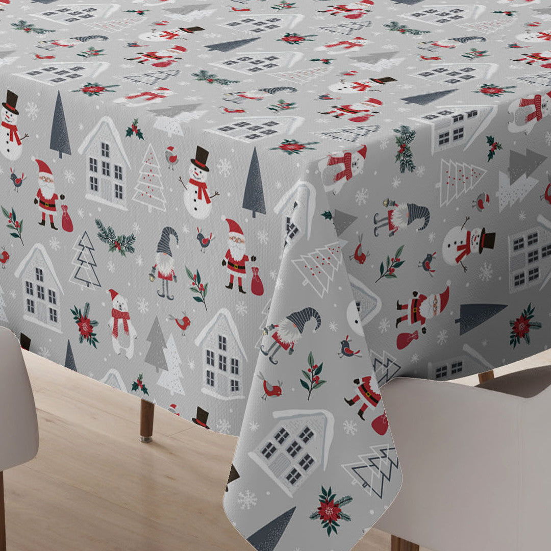 Nordic Winter – Wachstuch Tischdecke für Weihnachten mit Weihnachtsmotiven im skandinavischen Stil, Ecke