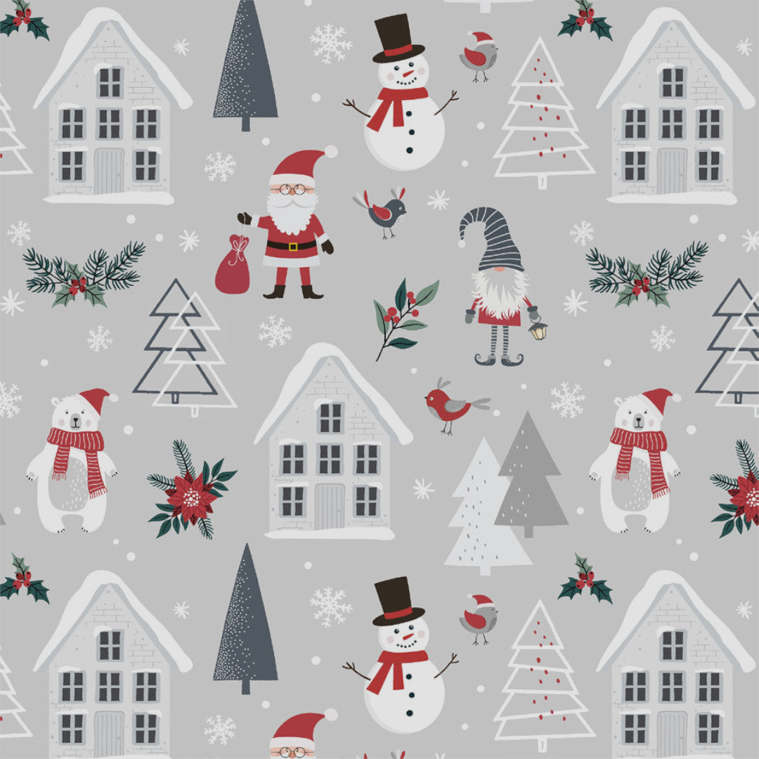 Nordic Winter – Wachstuch Tischdecke für Weihnachten mit Weihnachtsmotiven im skandinavischen Stil, Muster