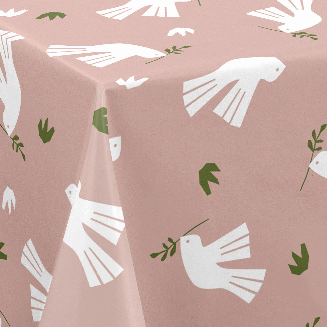 Peace is in the Air Rosenwood – Lola Wachstuch Tischdecke mit grafischem Vogelmotiv, Muster