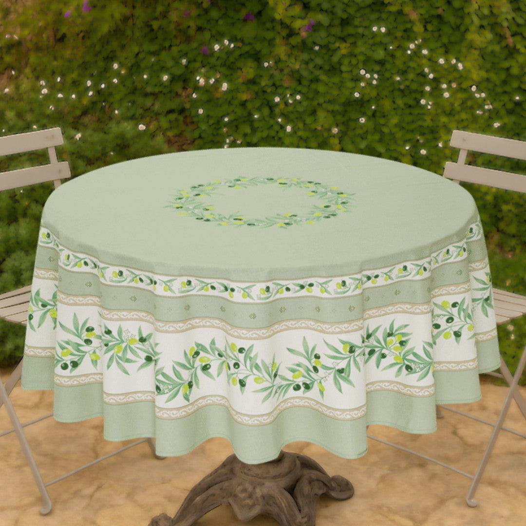 Ramatuelle Grün – Runde Provence-Tischdecke Ø 180