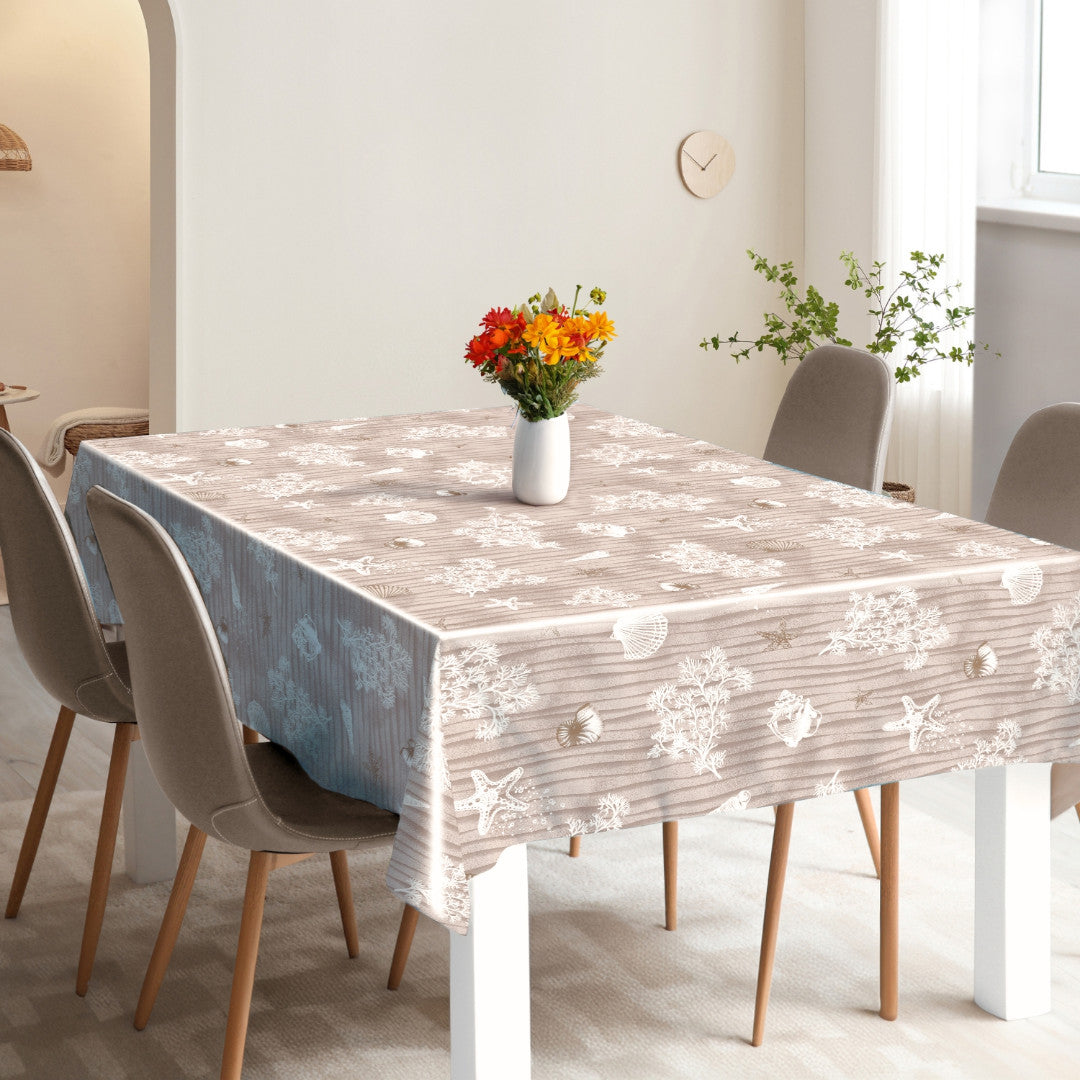 Sandstrand Natur – Wachstuch Tischdecke mit maritimen Motiven, Ambiente